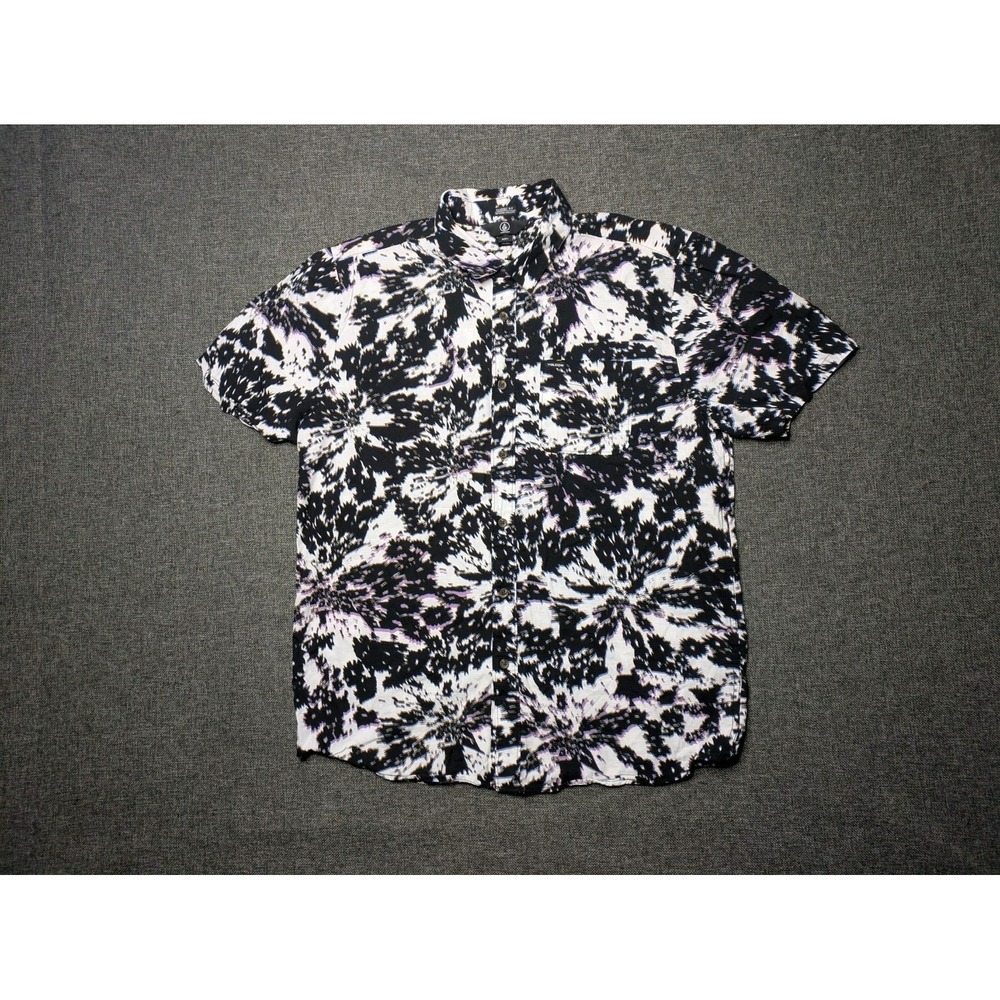 Volcom Mens‎ Large Shirt Trippy Illusion Black White Classic Fit Tee T shirt